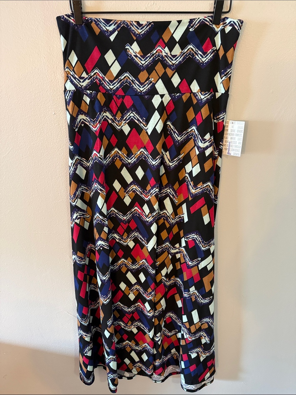 LuLaRoe Multicolor Geometric Maxi Skirt - Black, Red, Navy, Tan, Cream